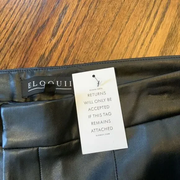 NEW ELOQUII Women's Black Faux‎ Leather Flare Leg Pants Sz 14 NWT - Picture 3 of 11